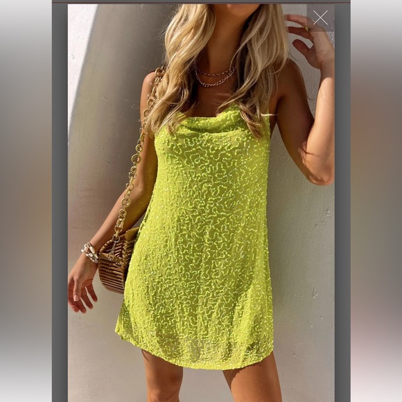 Beautiful yellow sequin Show Me Your Mumu mini dress - worn once size XS - Picture 1 of 7